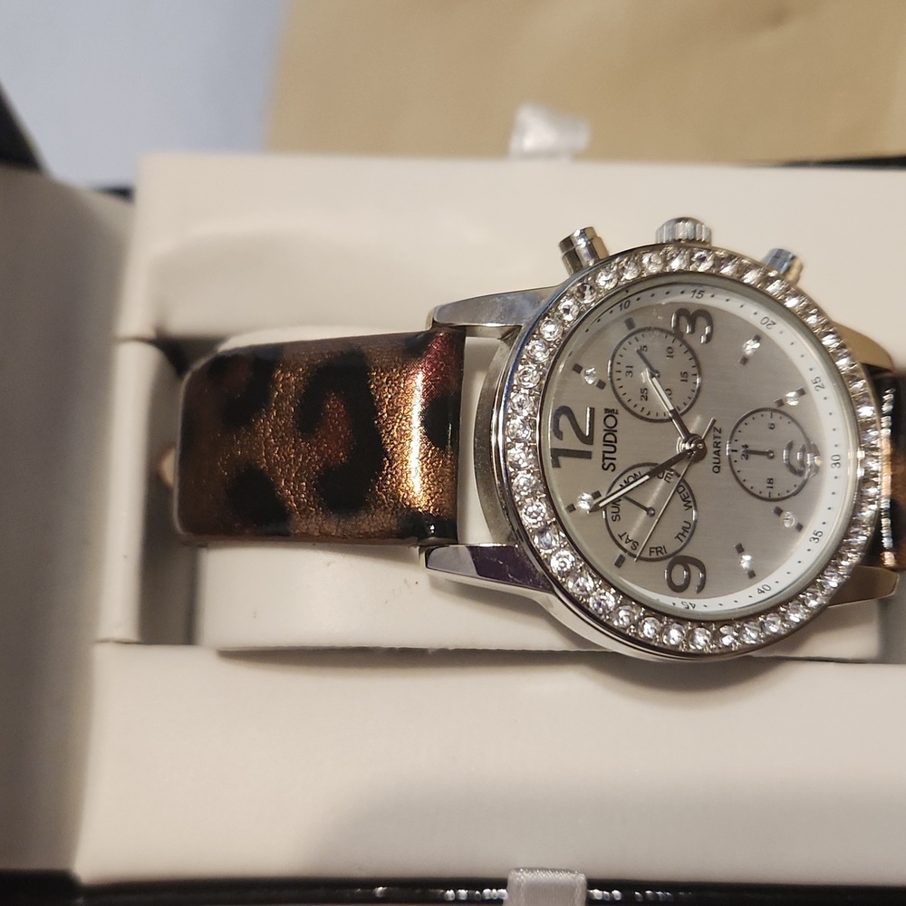 Studio Silver Watch with Brown Strap